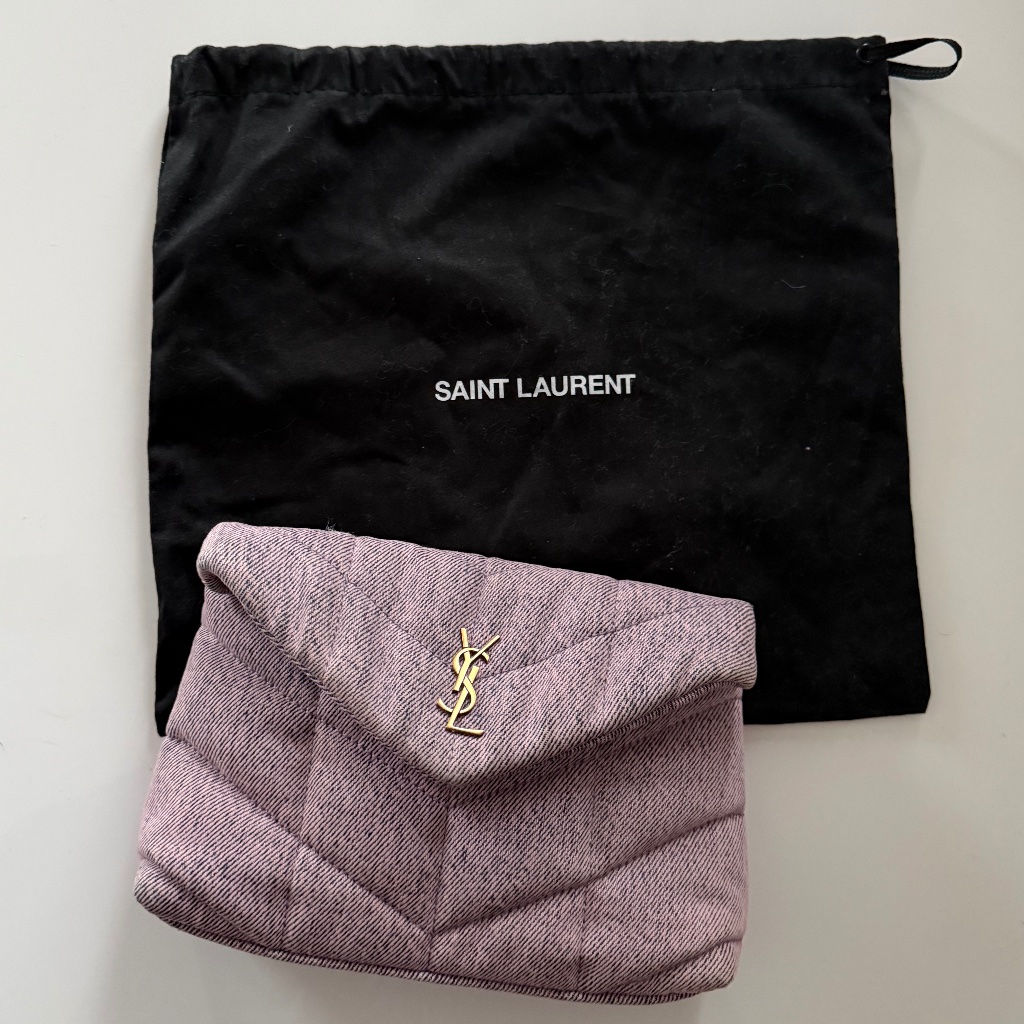 Saint Laurent Loulou Purple Denim Clutch